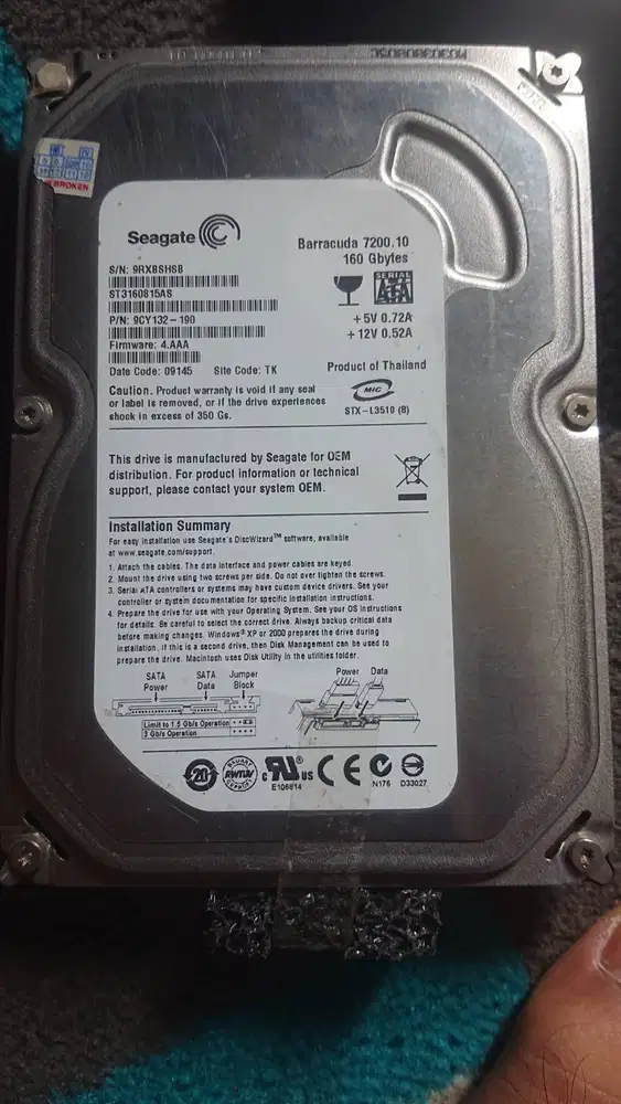 Hardisk sata 160gb