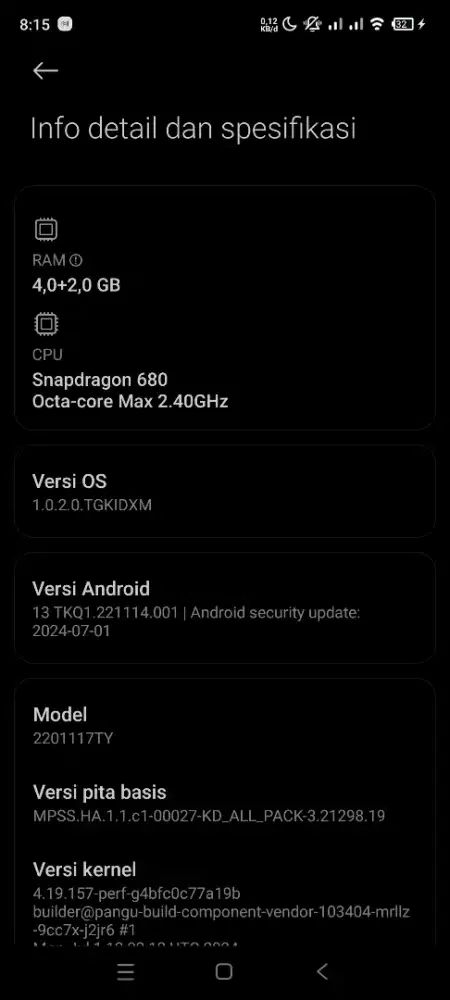 Redmi note 11 ram 4+2/128