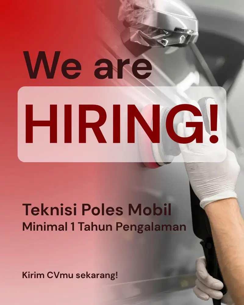 Dicari teknisi poles mobil berpengalaman