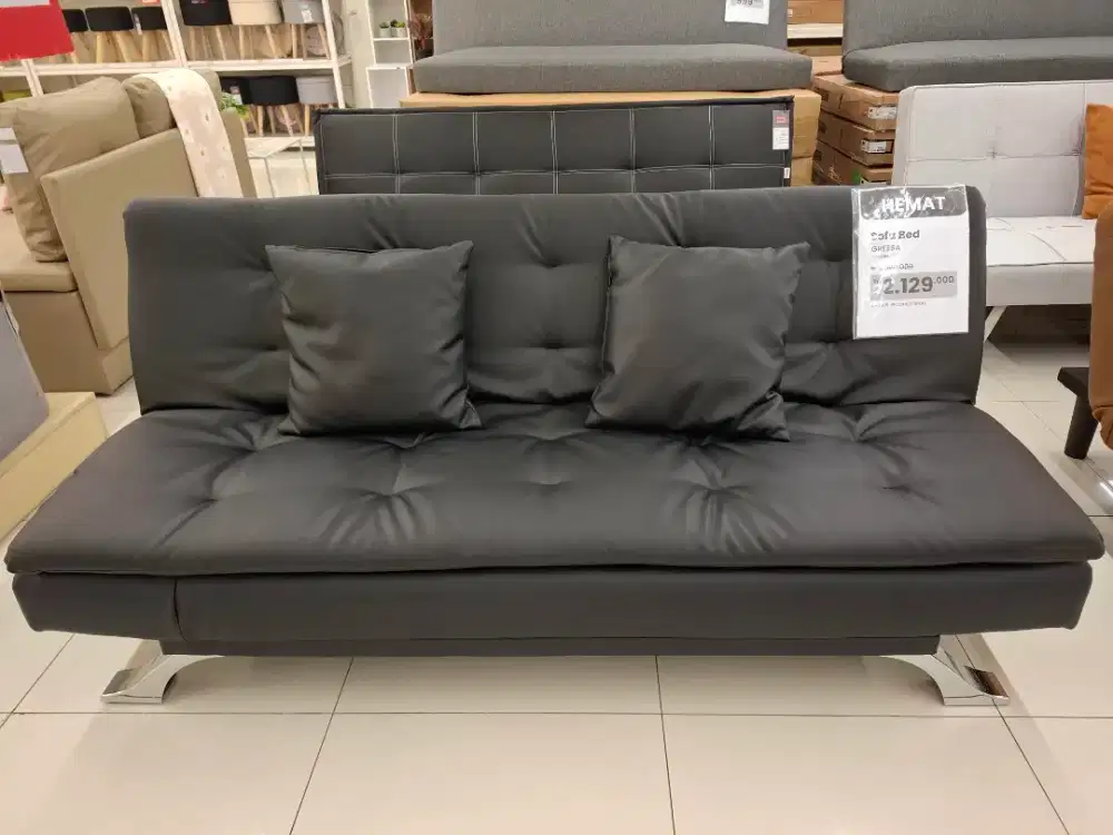 Sofabed Hitam Kulit Ex Display