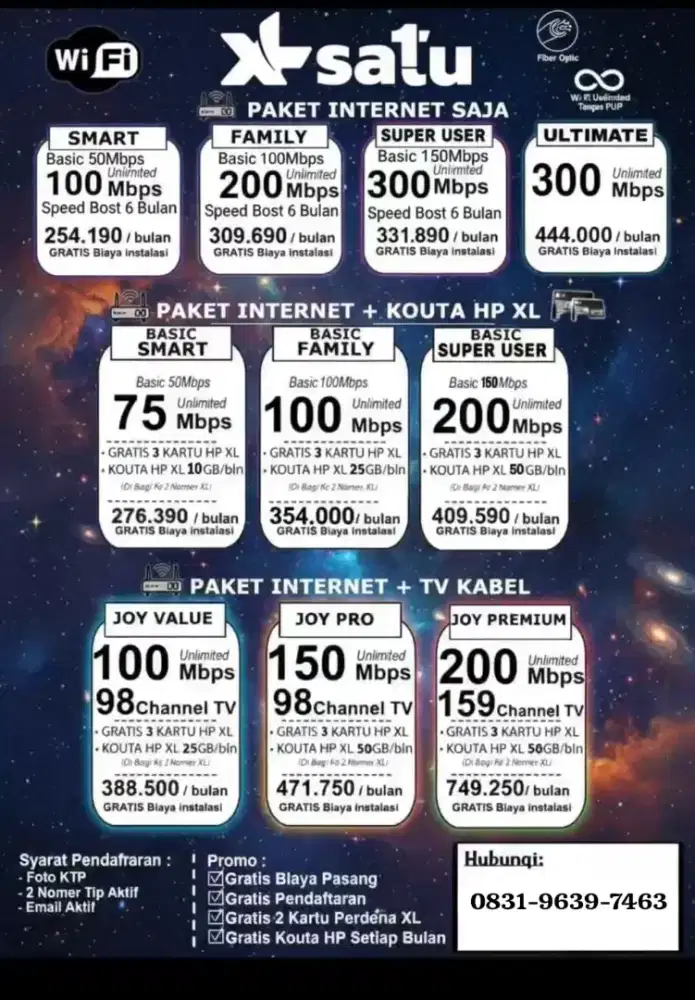 Wifi Xl  gratis biaya instalasi