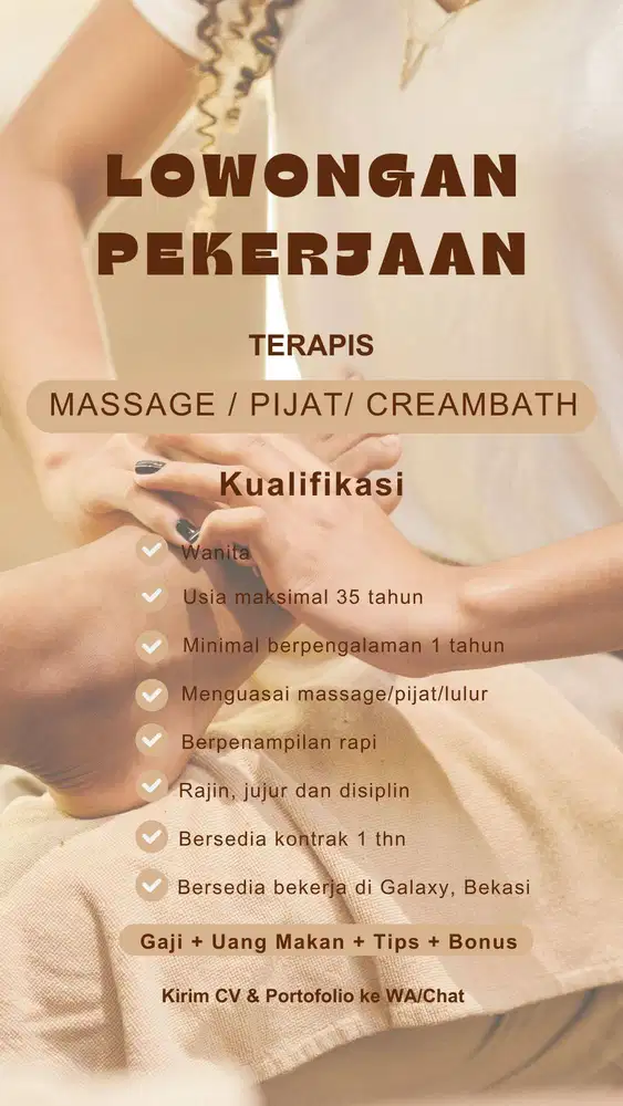 DICARI TERAPIS PIJAT/LULUR/CREAMBATH