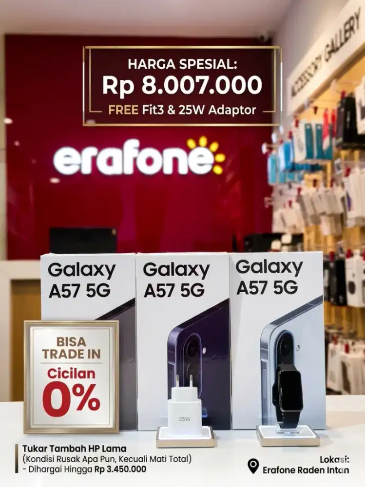 Samsung Terbaru A57 Free Upgrade Memori, Bisa Cicilan Free 2bln