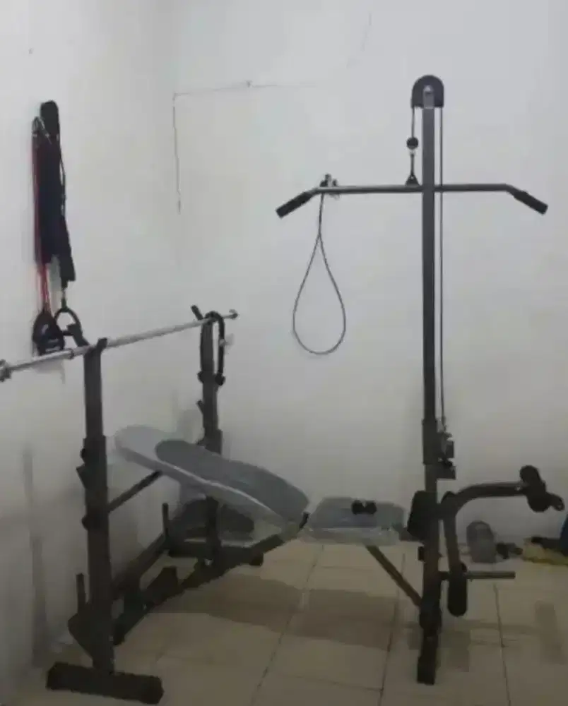 Bench press+Pulldown+Leg Full Variasi Free stik dan beban 40kg