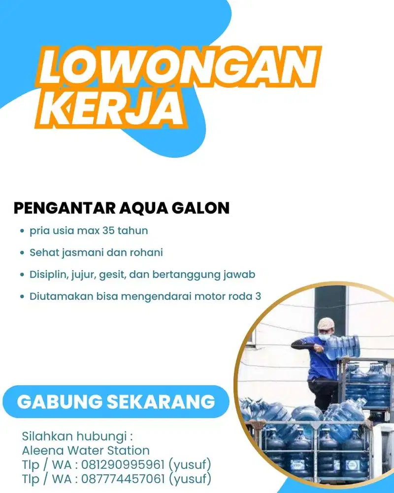 Lowongan pekerjaan pengirim air galon