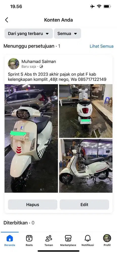 Vespa sprint S thn 2023 lengkap pajak on