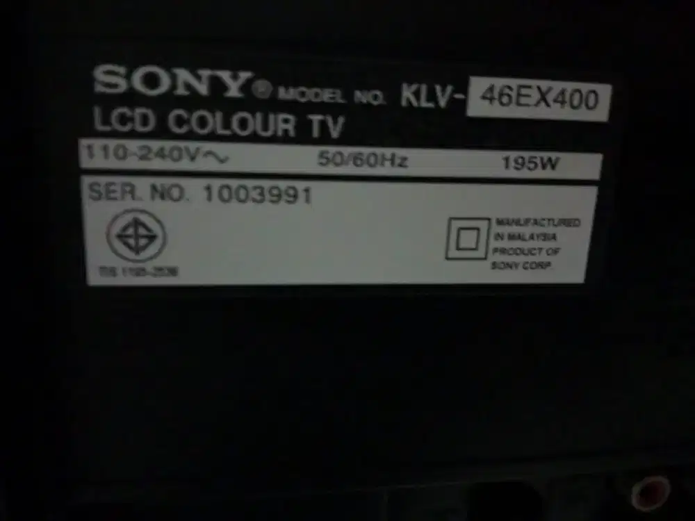 SONY BRAVIA TV 46inch 46EX400