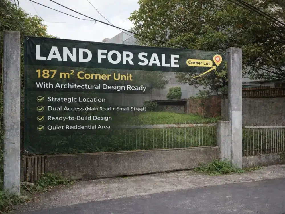 Dijual Tanah Tebet , hook , jarang ada, lebar jalan 4 mobil dan 1 mobil, termasuk design arsitek siap bangun