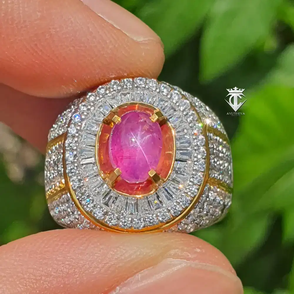 Batu Permata Natural Star Ruby Burma Myanmar No Heat 2.16 Ct Certified