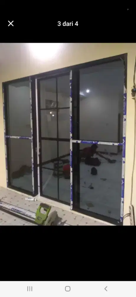 Partisi toko pintu sliding kaca mati T210cm L250cm hrg trpasang 5,9 jt