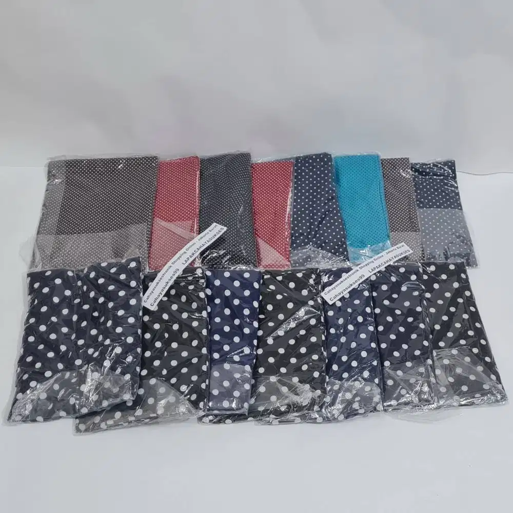 Bahan Kain Perca Souvenir Polyester Motif Polkadot Kain Kerudung Craft