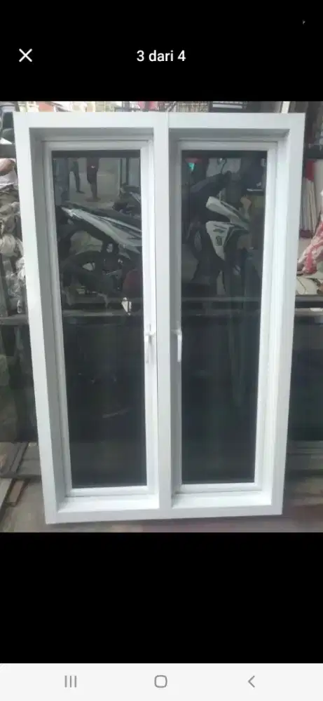 Jendela alumunium dobel daun T200cm L120cm hrg terpasang 2,4 jt/ unit