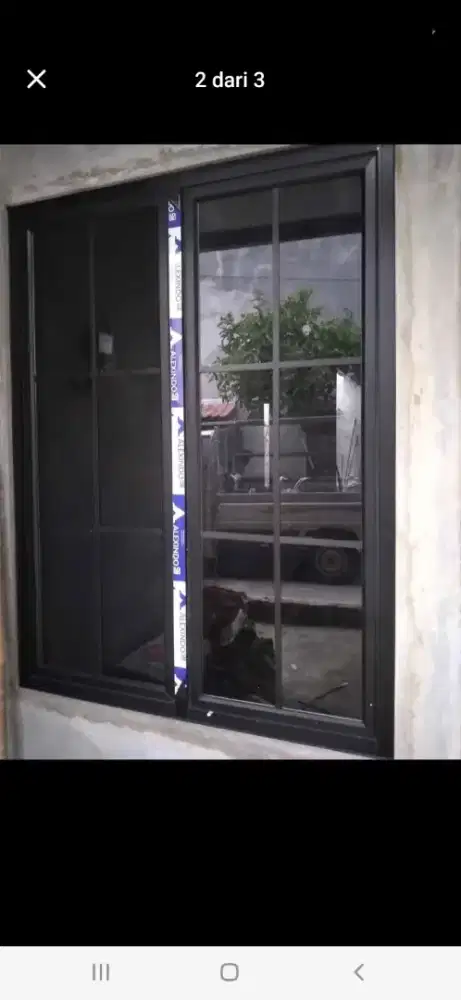 Jendela aluminium ornamen dobel daun T200cm L120cm hrg terpsg 2,65 jt