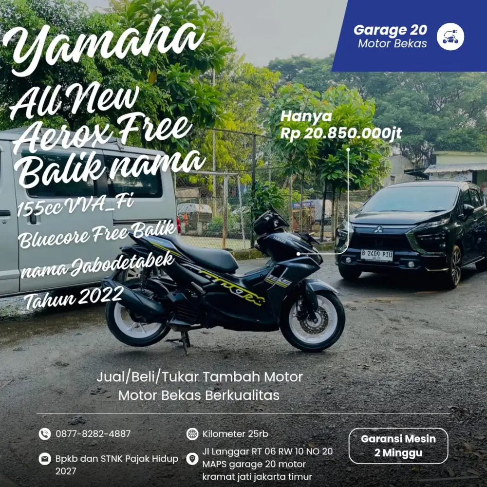 Yamaha All New Aerox 155cc Tahun 2022 free balik Nama Jabodetabek