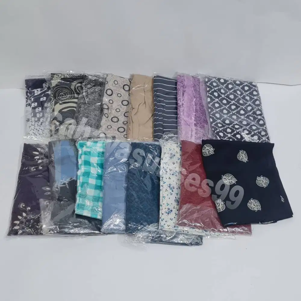 Bahan Kain Perca Rayon Polyester Motif Souvenir Kain Kerudung Craft