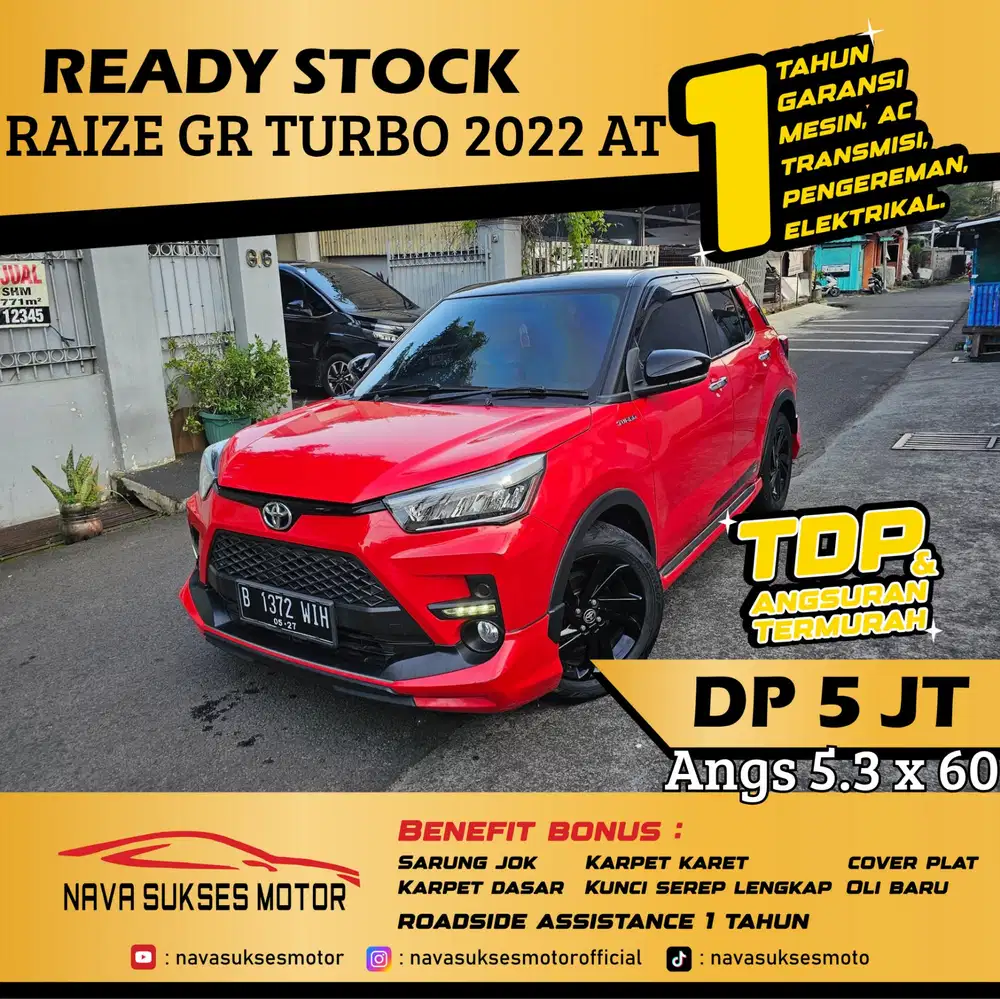 TDP 5 Jt Angs Termurah Toyota Raize GR 2022 Matic Merah Low Km LikeNew