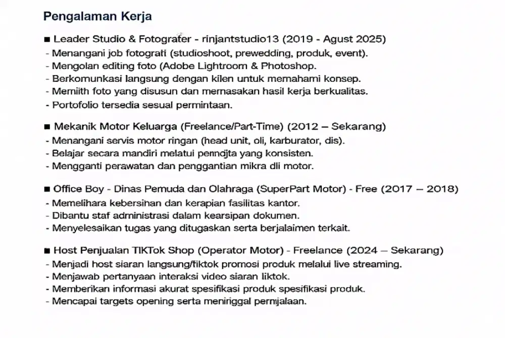 saya sedang mencari pekerjaan