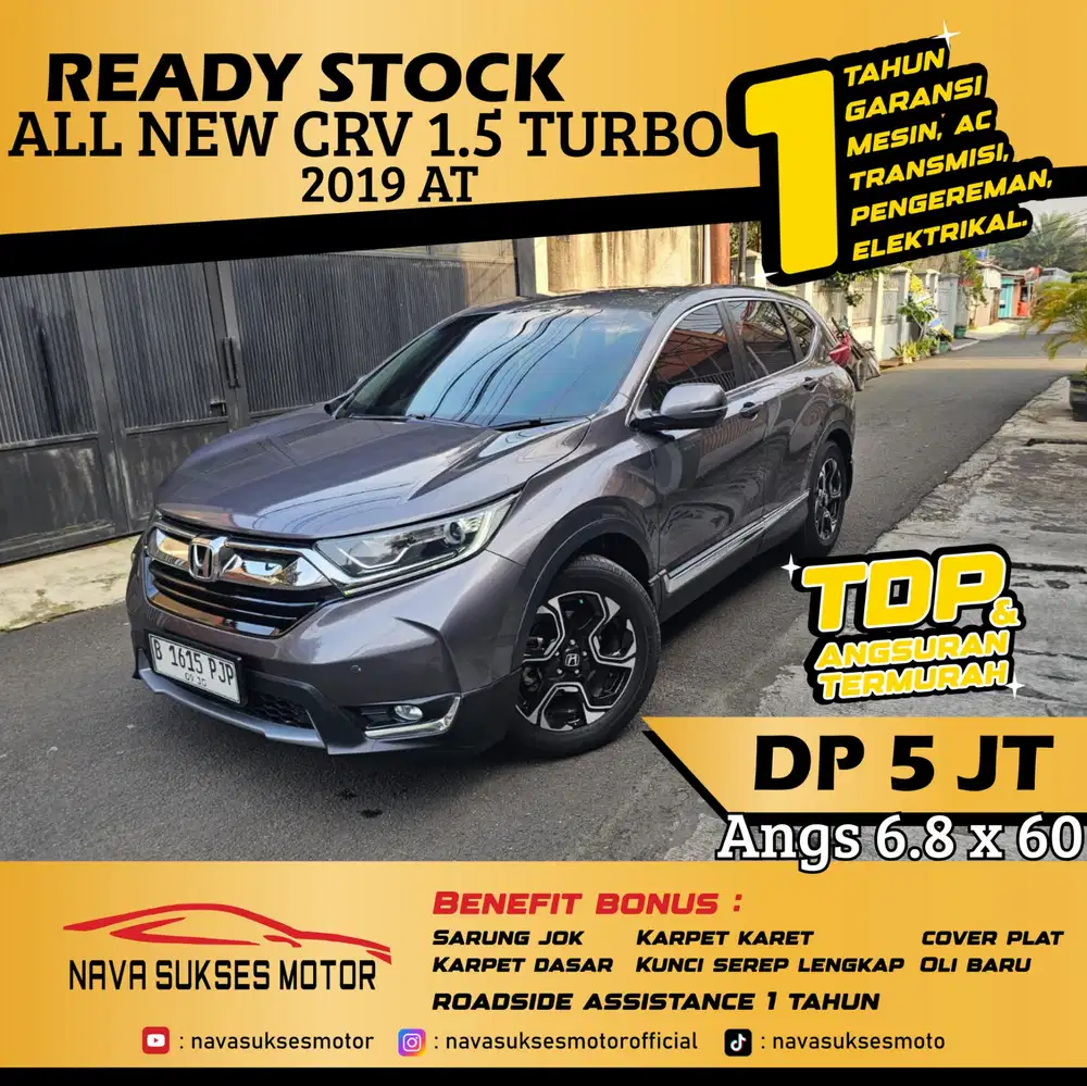 TDP 5 Jt Angs Termurah All New CRV Turbo 1.5 2019 Matic Abu Abu Low Km