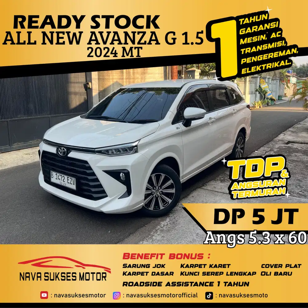 TDP 5 Jt Angs Termurah All New Avanza G 1.5 2024 Manual Putih Low Km
