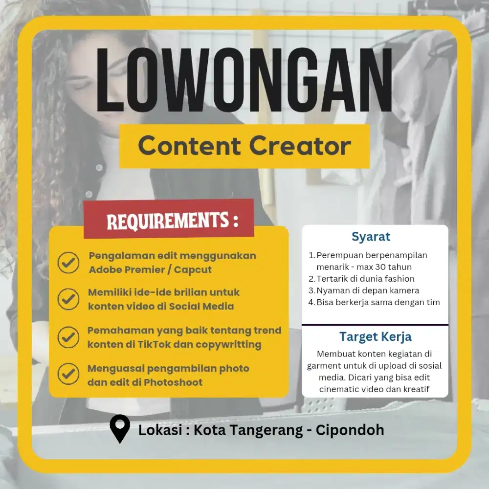 Lowongan untuk Konten Kreator + Admin