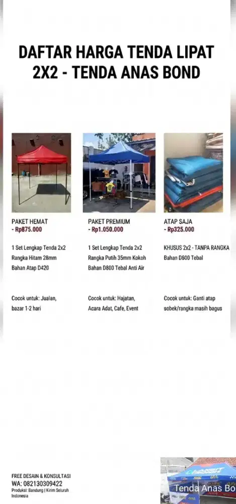 Tenda lipat Matic terlaris