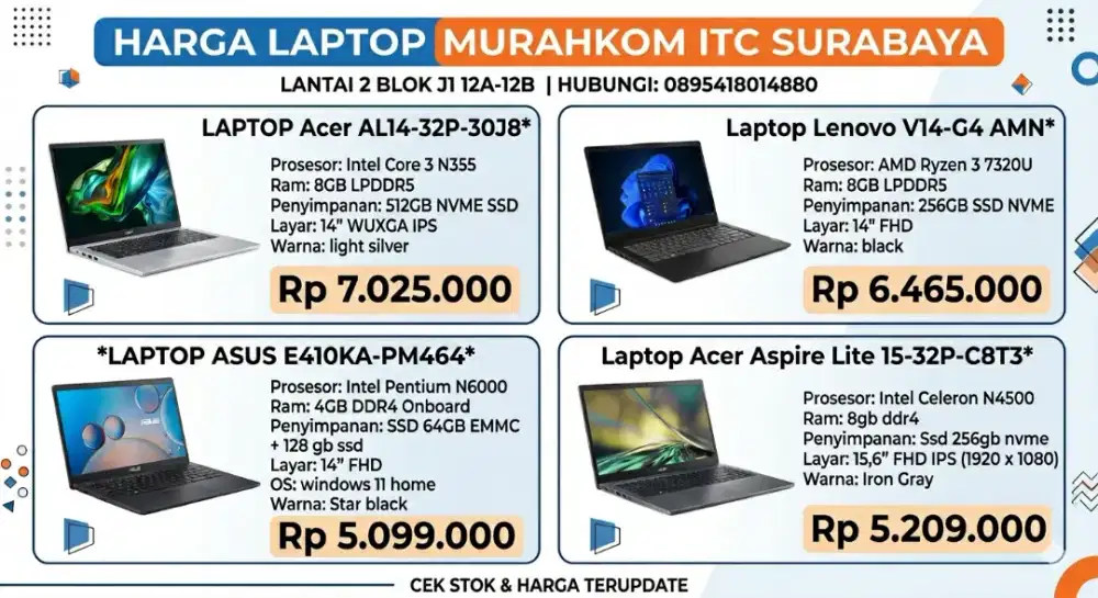 HARGA TERBARU SAAT INI LAPTOP BARU SEGEL BERGARANSI