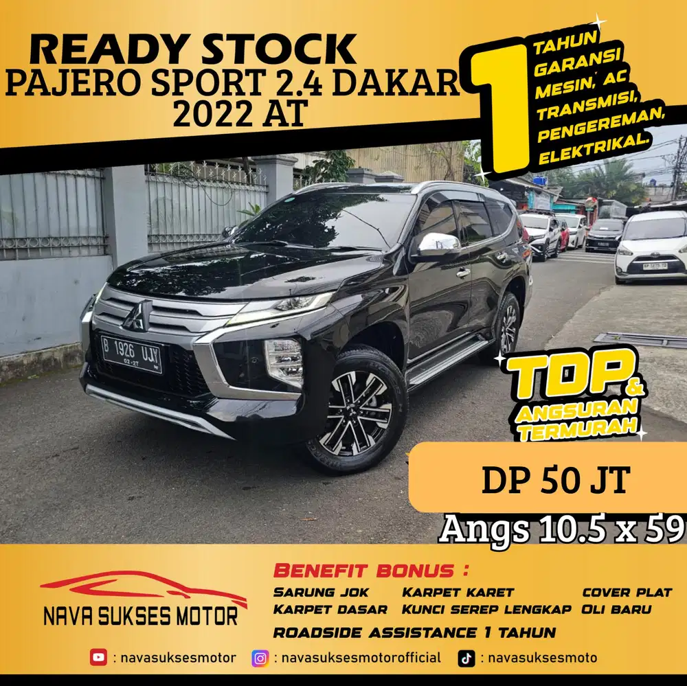 TDP 50 Jt Angs Termurah Pajero Sport 2.4 Dakar 2022 Matic Hitam Low Km