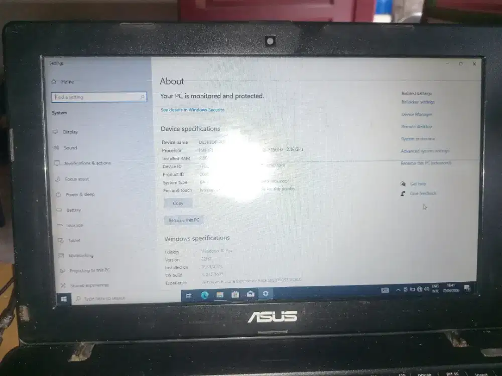 Asus Model.X200M Intel Celeron