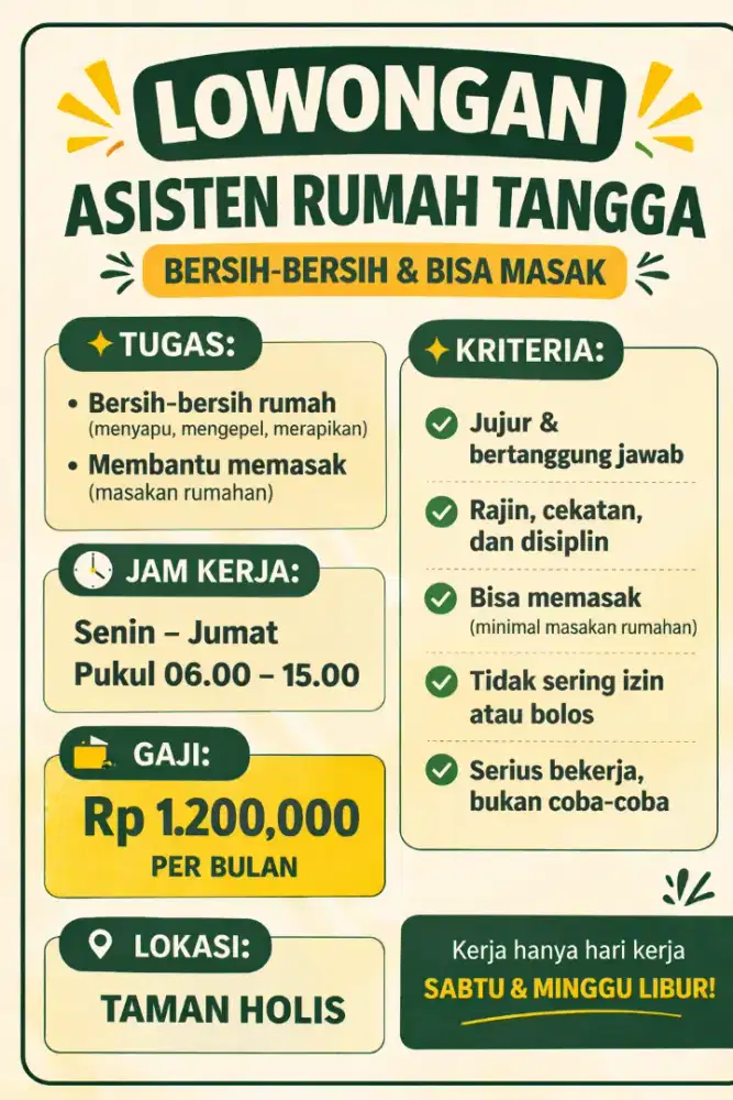 Lowongan asisten rumah tangga
