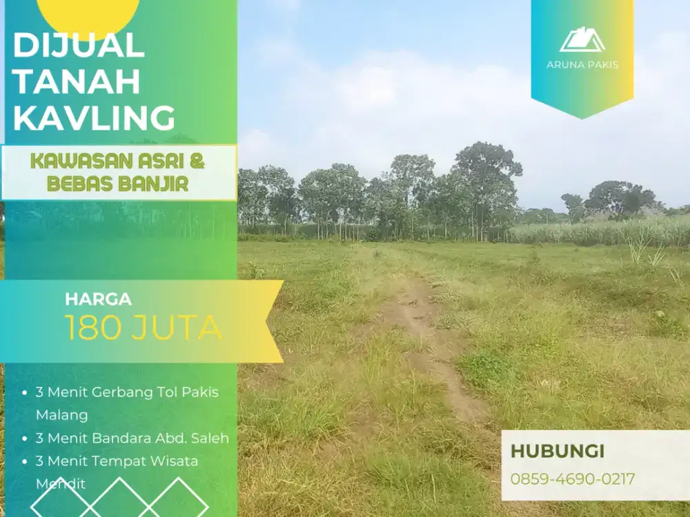 Cocok Bangun Rumah Tanah Dijual 3 Menit Bandara Pakis Malang Sertifikat