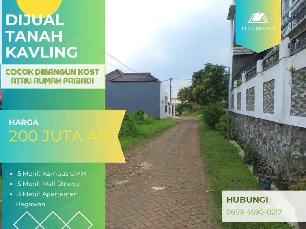 5 Menit Apartemen Begawan Tlogomas Malang Sertifikat Cocok Dibangun Kost Tanah Kavling Perumahan