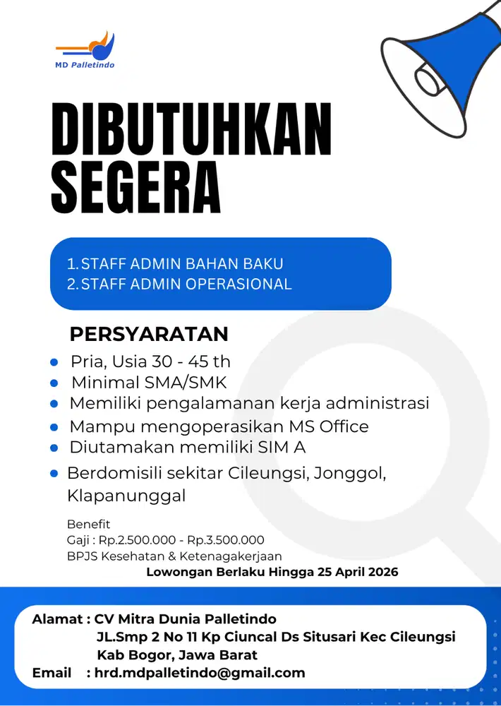 LOWONGAN STAFF ADMINISTRASI
