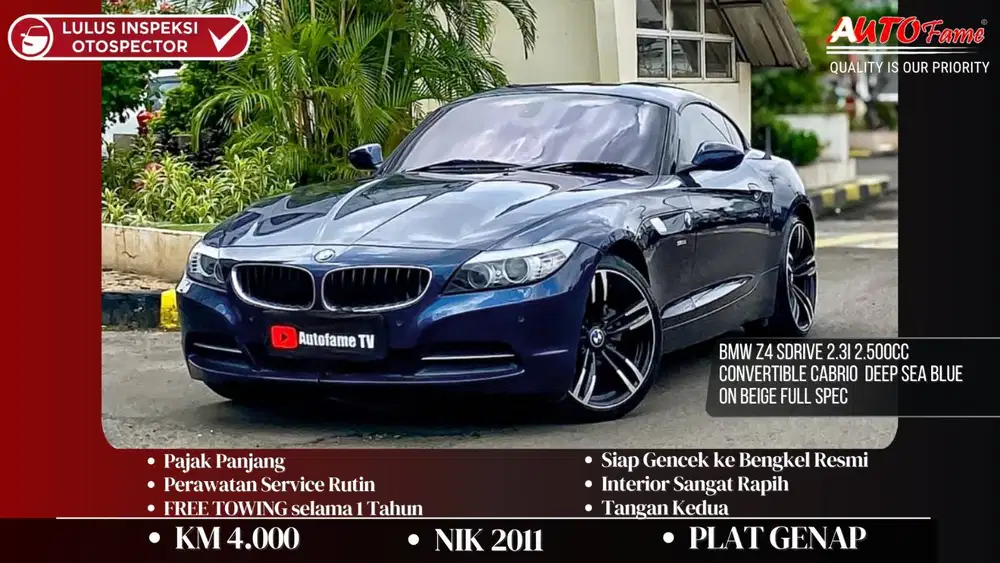 BMW Z4 Sdrive 2.3i 2.500CC Convertible Cabrio NIK 2011 Deep Sea Blue
