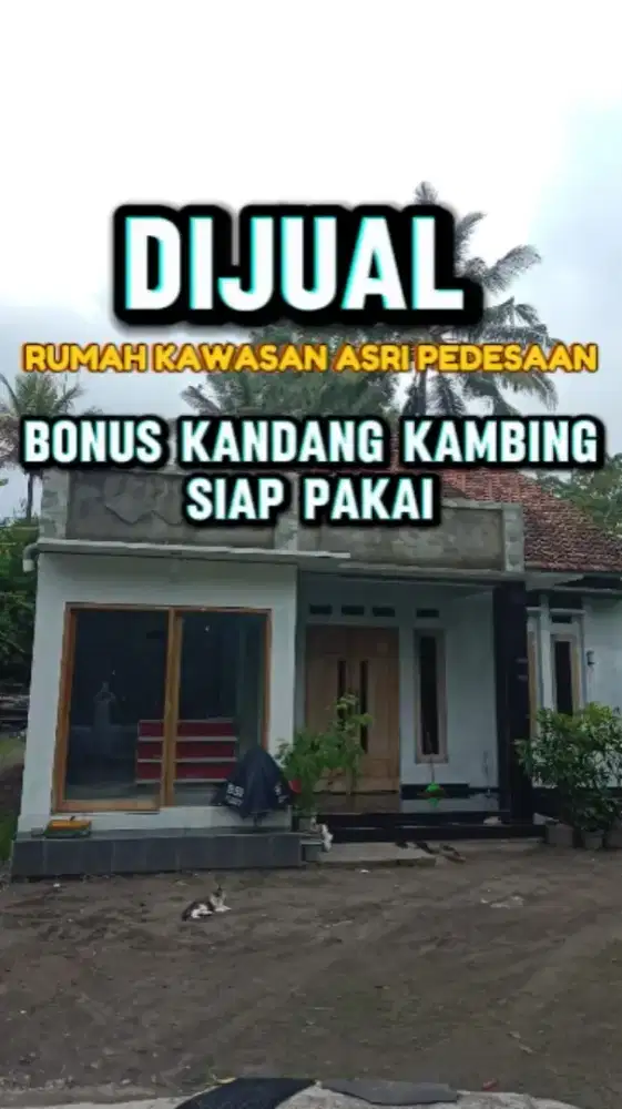 DIJUAL MURAH RUMAH BONUS KANDANG KAMBING DIKAWASAN ASRI PEDESAAN PAKEM