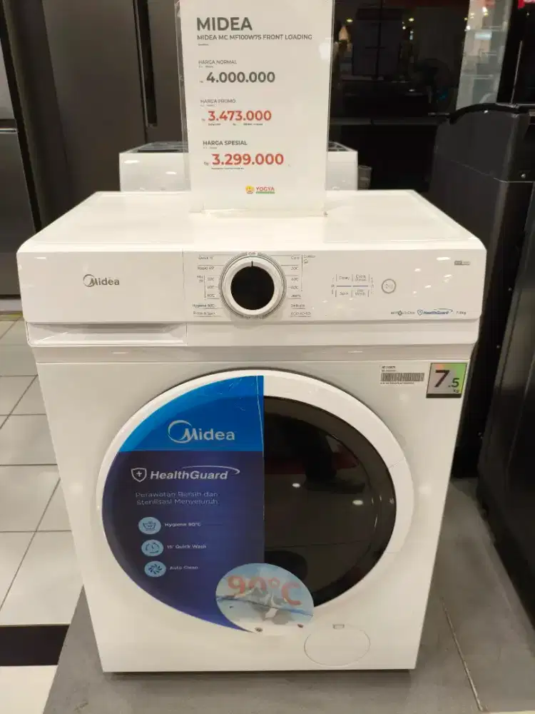 Mesin Cuci MIDEA MF100W75 Front Loading Kapasitas 7,5 Kg