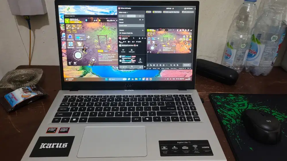 Jual laptop merk Acer aspire lite 15 p61, fullset, no minuss