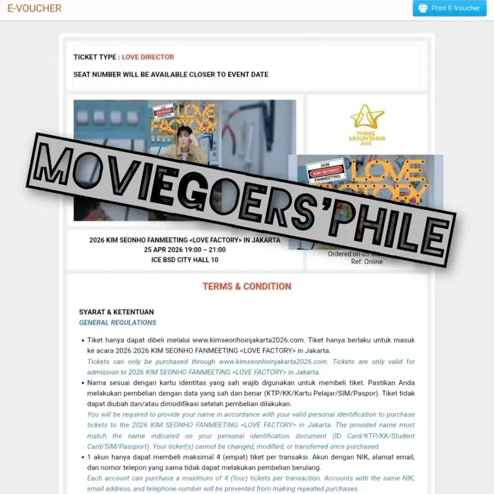 WTS 1 TIKET LOVE DIRECTOR KIM SEON HO FAN MEETING JAKARTA, 25 APRIL'26