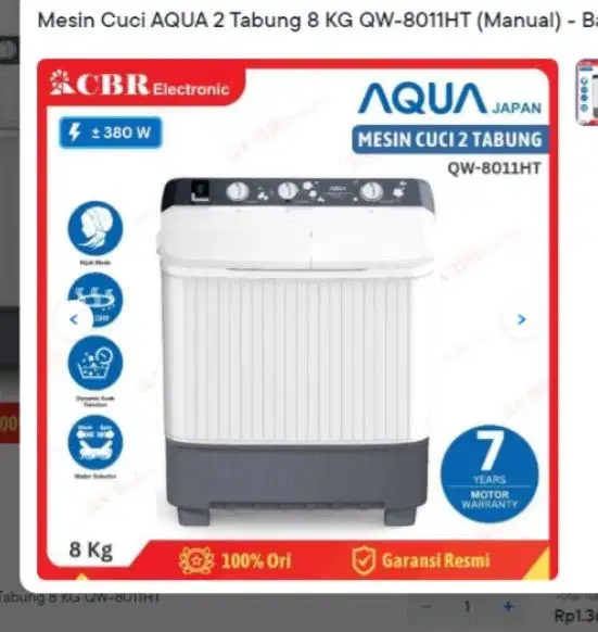 Mesin cuci Aqua 2 tabung