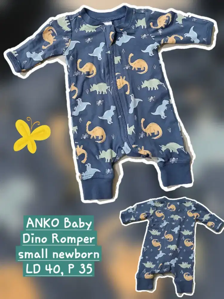 Romper bayi Set terusan bayi laki2 Dino Romper small newborn, preloved