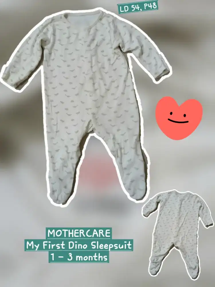 Baju tidur bayi My First Dino sleepsuit Mothercare 1-3 months,preloved