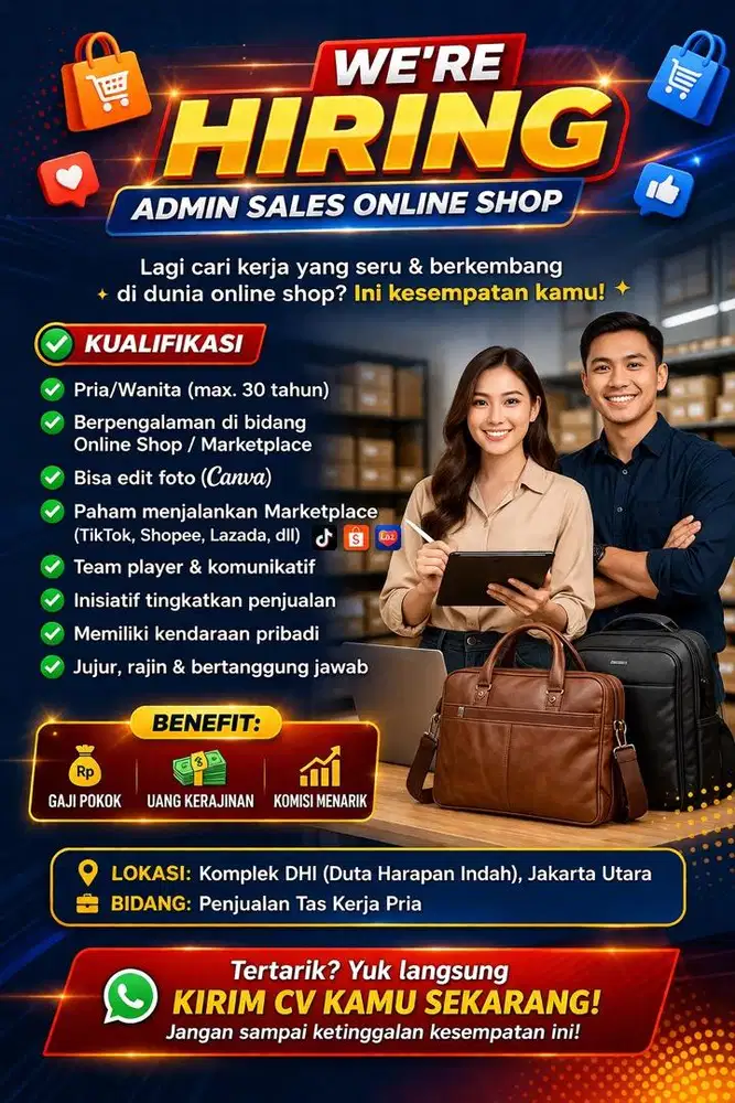 Di butuhkan Admin Sales Marketplace