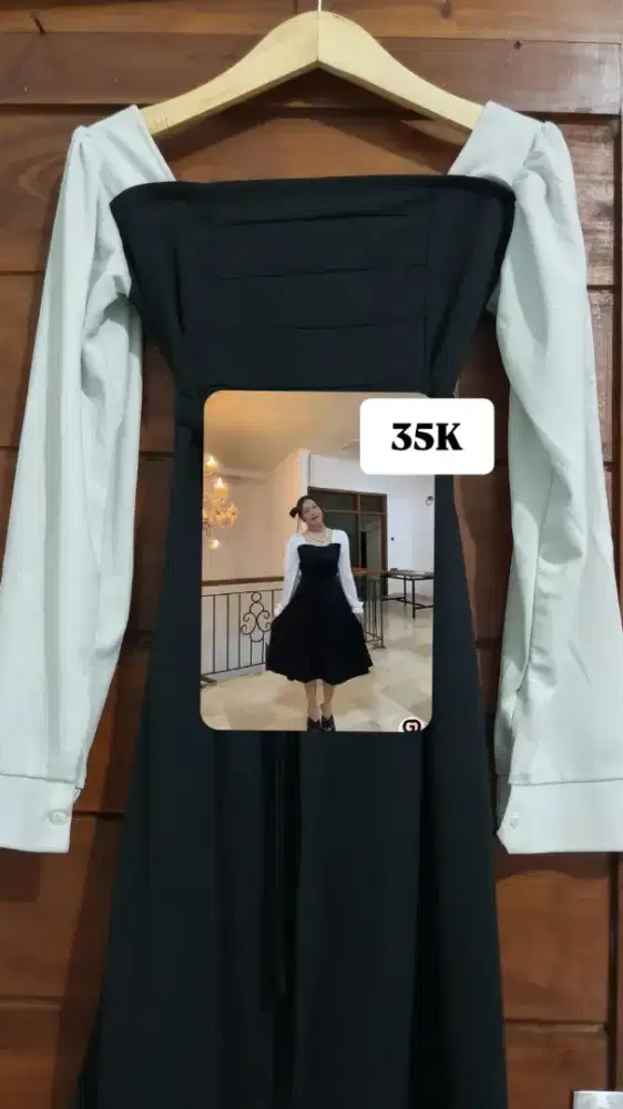 Ready stock dress hitam putih