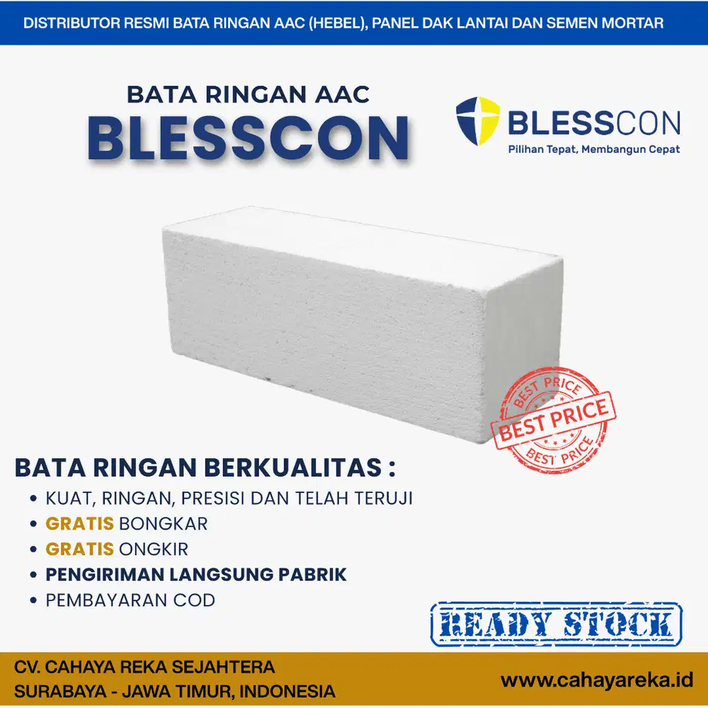 Bata Ringan AAC (Hebel) Blesscon | Murah,Harga Per M3 | Surabaya