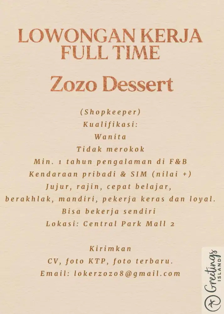 Zozo Dessert Store Crew CP