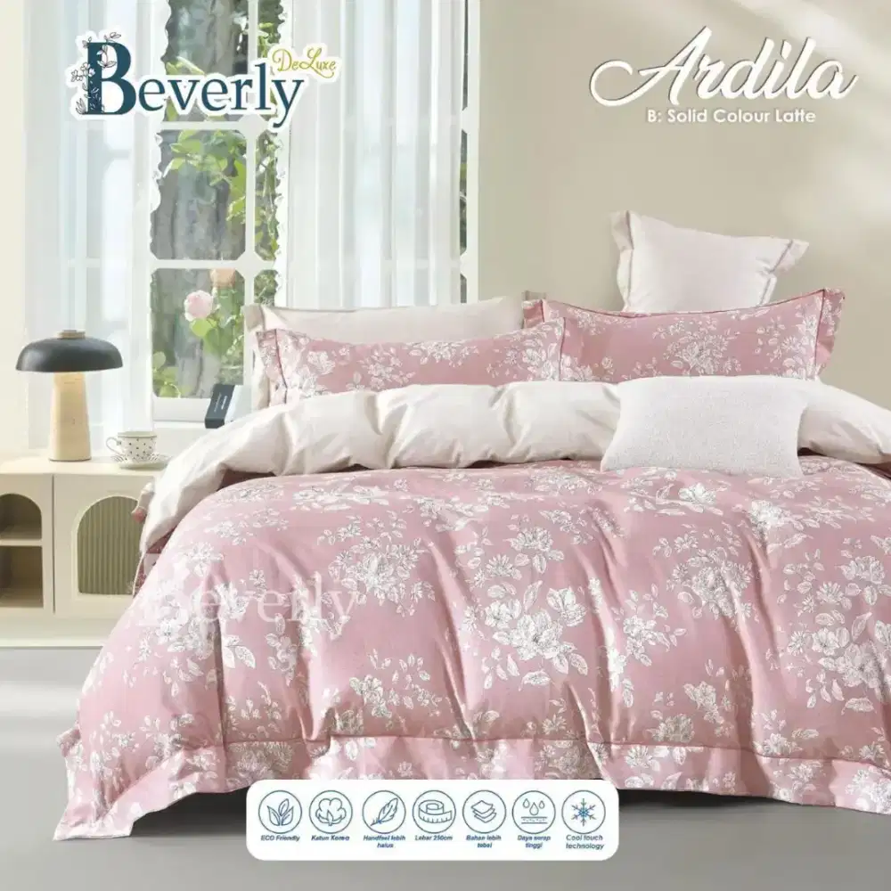 Sprei katun premium pink bunga