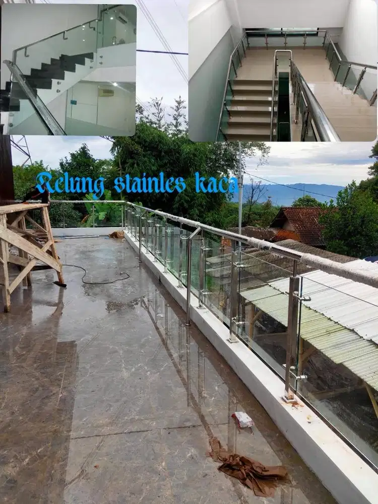 Balkon dan reling stainles kaca
