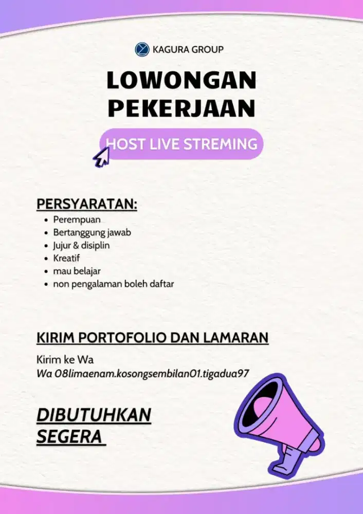 Di butuhkan segera host live streaming