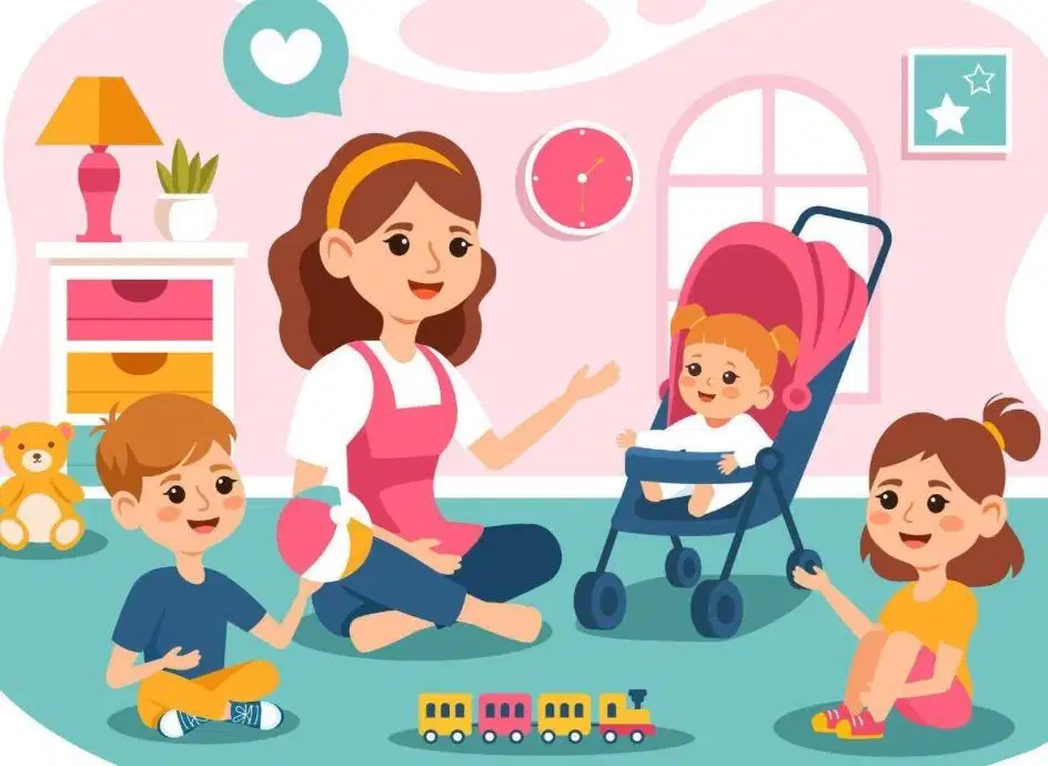 Pengasuh bayi 6 bulan dan anak 5 tahun