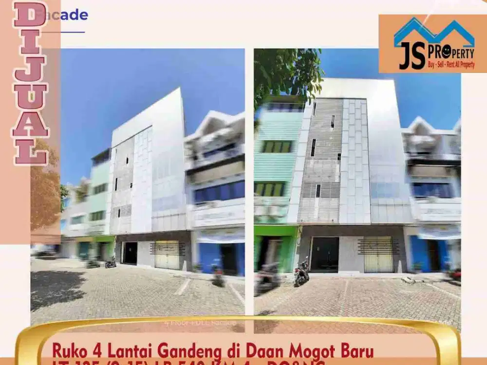 DIJUAL RUKO GANDENG  4 LANTAU SANGAT BAGUS DI RUKO DAAN MOGOT BARU JAKARTA BARAT