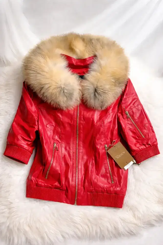 Jaket Kulit Domba Asli (Lambskin) Kerah Bulu Rubah Asli - Mewah